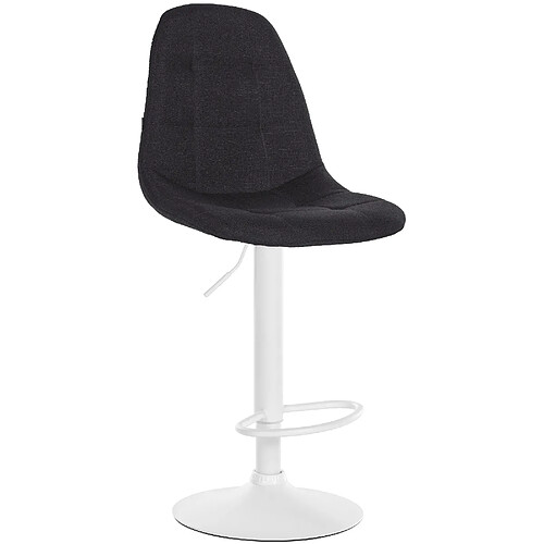 Decoshop26 Tabouret de bar x1 avec repose-pieds hauteur réglable pivotant assise en tissu noir cadre métallique blanc 10_0004853