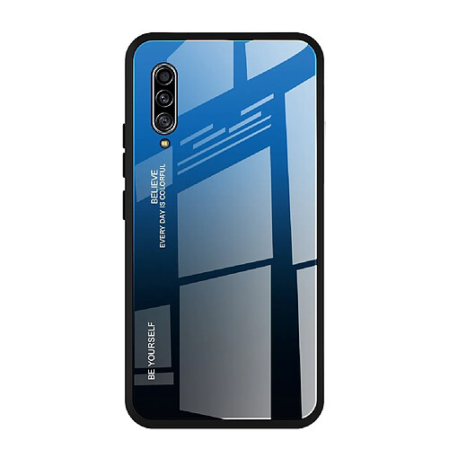 Wewoo Coque Pour Galaxy A90 5G étui en verre de couleur dégradée bleu