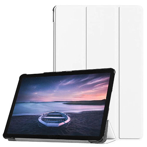 Etui Samsung Galaxy Tab A 10.5 Wifi - 4G/LTE Smartcover pliable blanc Style Cuir avec stand - Housse coque de protection Galaxy TabA 10,5 pouces 2018 T590 / T595 blanche - Accessoires tablette pochette XEPTIO : Exceptional Smart case !