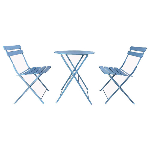 Mobili Rebecca Ensemble De Table Et Chaises De Jardin Set Pour Extérieur Acier Bleu Clair