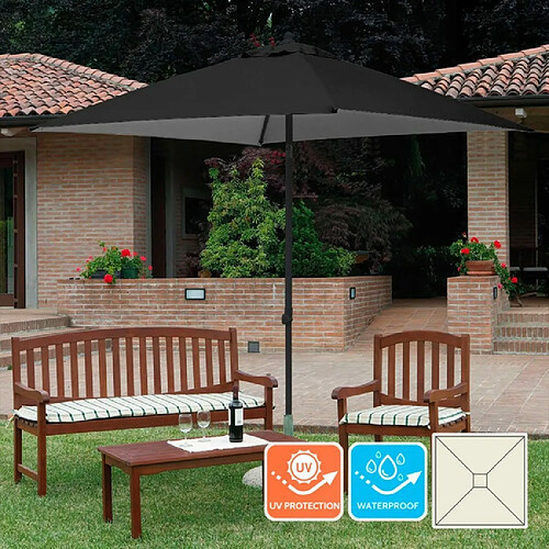 Elios Parasols elios_parasols Parasol Carré Aluminium - Noir 2x2 m Plutone