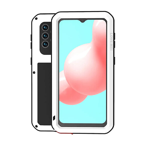 Coque en silicone + métal Antichoc Antichute Antipoussière Puissant blanc pour votre Samsung Galaxy A32 5G