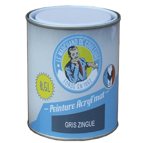 Peinture acrylique - Murs et plafonds - Mat - Gris Zingué - 0.5 L - ONIP