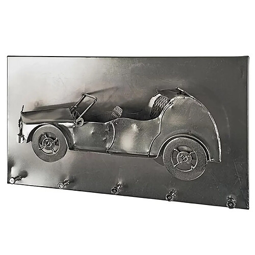 Pegane Patère murale en métal chromé foncé motif voiture - Longueur 35 x Hauteur 20 x Profondeur 10 cm