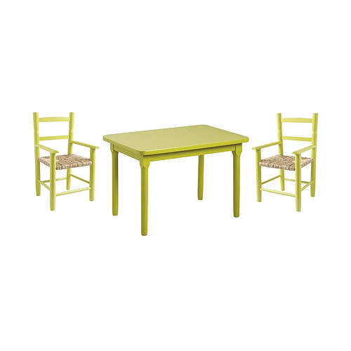 Aubry Gaspard Salon enfant 1 table 2 fauteuils Anis.