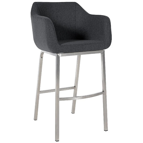 Decoshop26 Tabouret de bar chaise haute x1 recouvert de feutrine gris avec piètement à quatre pieds en acier inoxydable 10_0005238