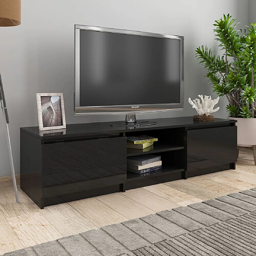 vidaXL Meuble TV Noir brillant 140x40x35,5 cm Bois d'ingénierie