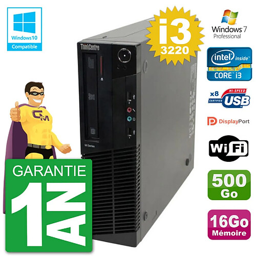 PC Lenovo ThinkCentre M82 SFF i3-3220 RAM 16Go Disque 500Go Graveur DVD Wifi W7 · Occasion