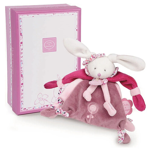 Doudou attache sucette Lapin cerise - Doudou et compagnie