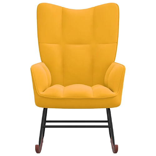 Maison Chic Chaise à bascule | Fauteuil Relax, design moderne Jaune moutarde Velours -GKD67998