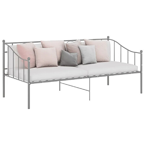 vidaXL Cadre de canapé-lit sans matelas gris métal 90x200 cm