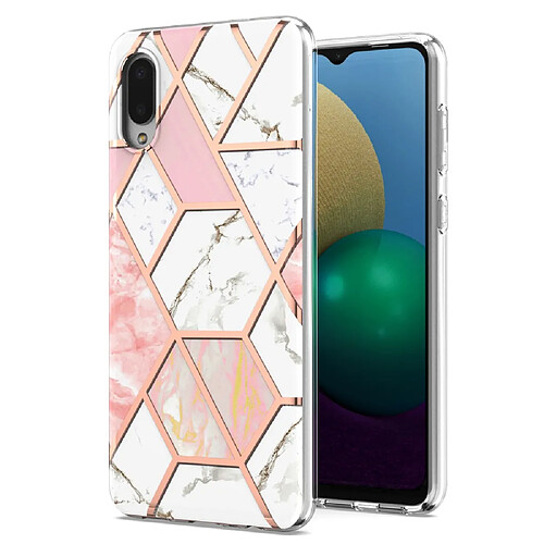 Coque en TPU 2,0mm, IMD, motif marbre, électroplaqué rose/blanc pour votre Samsung Galaxy A02/M02