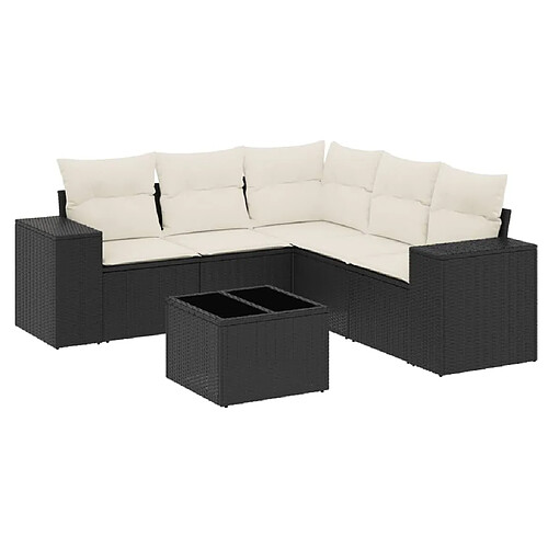 Maison Chic Salon de jardin 6 pcs avec coussins | Ensemble de Table et chaises | Mobilier d'Extérieur noir résine tressée -GKD17378