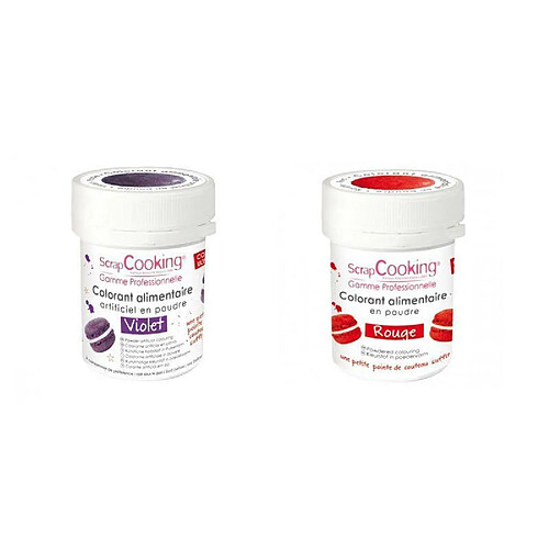 Scrapcooking 2 colorants alimentaires en poudre - rouge-violet