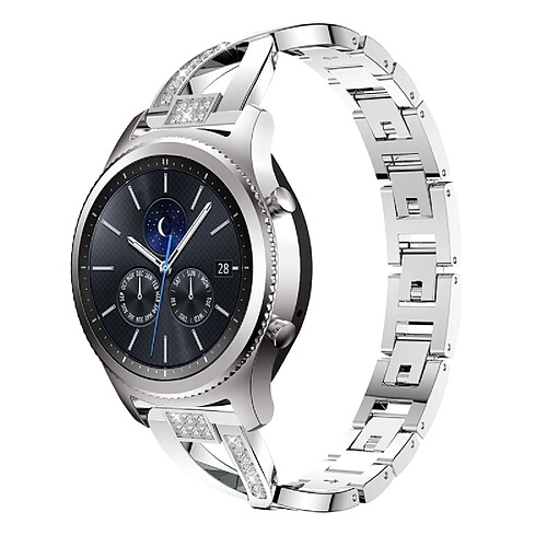 Wewoo Bracelet pour montre connectée en acier inoxydable massif serti de diamants de Samsung Gear S3 argent