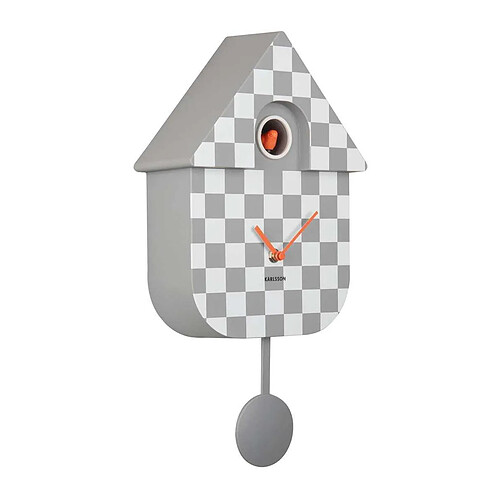 Karlsson Horloge murale moderne Cuckoo Checker gris et blanc.