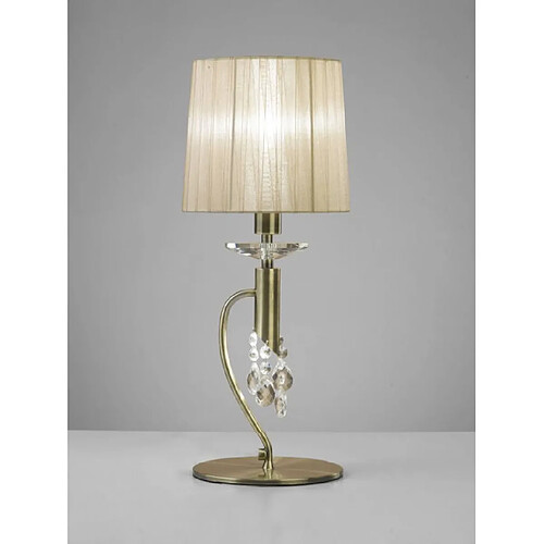 Luminaire Center Lampe de Table Tiffany 1+1 Ampoule E14+G9, laiton antique avec Abat jour bronze & cristal transaparent