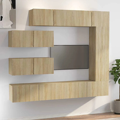 Maison Chic Ensemble de meubles TV 7 pcs | Banc TV Moderne pour salon | Meuble de Rangement - Chêne sonoma Bois d'ingénierie -MN71513