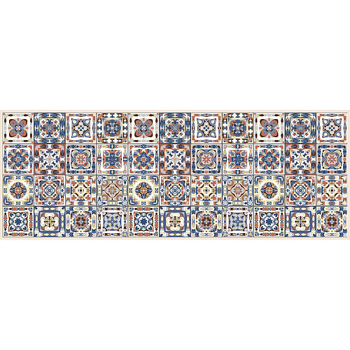 Alter Chemin de cuisine, 100% Made in Italy, Tapis antitache avec impression numérique, Coulisse antidérapante et lavable, Modèle Maiolica - Bernetta, 140x52 cm