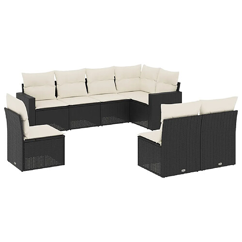 Maison Chic Salon de jardin 8 pcs avec coussins | Ensemble de Table et chaises | Mobilier d'Extérieur noir résine tressée -GKD43328