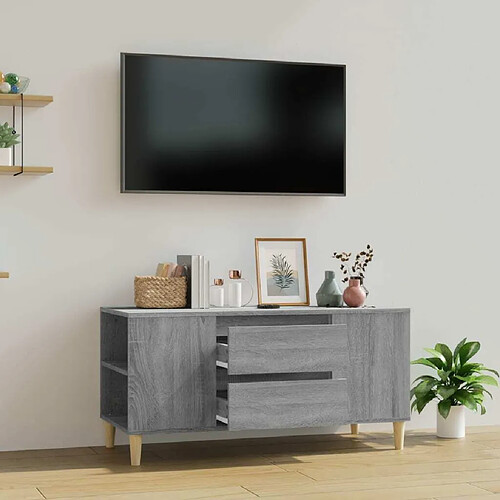 Maison Chic Meuble TV scandinave gris - Banc TV pour salon Sonoma 102x44,5x50 cm Bois d'ingénierie -MN96075