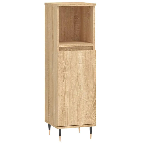 Maison Chic Armoire salle de bain,Meuble de rangement de salle de bain,Meuble haut chêne sonoma 30x30x100 cm -GKD857939