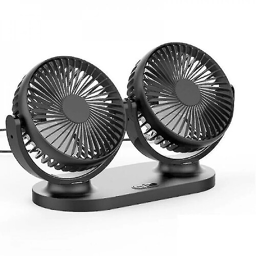 mini Ventilateur de Voiture Portable 12v 3 Vitesses Ventilateur à Double Tête à Refroidissement Automatique Réglable à 360 Degrés