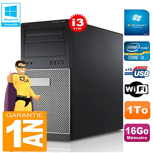 PC Tour DELL 9020 Core I3-4130 Ram 16Go Disque 1 To Graveur DVD Wifi W7 · Occasion