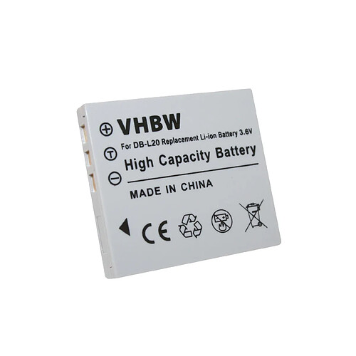 Batterie vhbw pour SANYO Xacti: VPC-CG9, VPC-CG65, VPC-E6 EX, VPC-E7 .Remplace: DB-L20 / DB-L20A / DB-L20AEX.