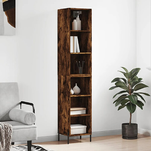 vidaXL Buffet haut Chêne fumé 34,5x32,5x180 cm Bois d'ingénierie