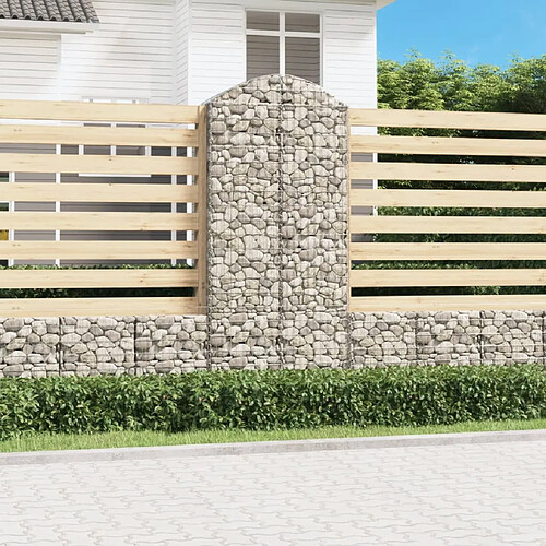 vidaXL Panier de gabions arqué 100x50x220/240 cm Fer galvanisé