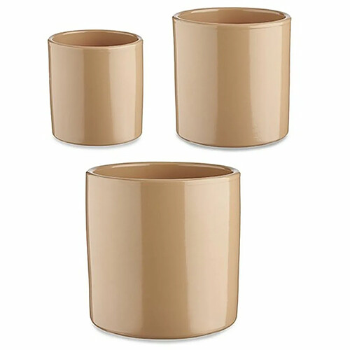 Ibergarden Set de pots 3 Pièces Ø 14 cm Ø 22 cm Ø 17 cm Cylindre Beige