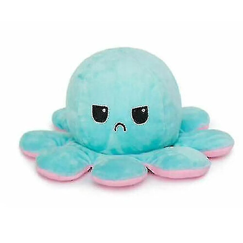 Universal Pieuvre en peluche réversible mignon rabat jouet doux cadeau joyeuse humeur triste (bleu rose)