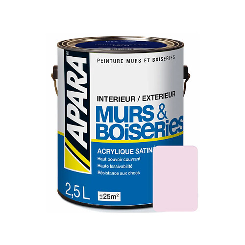 Apara Peinture intérieure couleur, acrylique satinée-2.5 litres-Parme