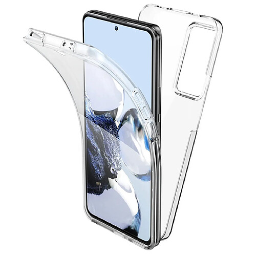 Htdmobiles Coque pour Xiaomi 12T / 12T Pro 5G - housse etui silicone gel fine 360 integrale (avant et arriere) + film ecran - TRANSPARENT