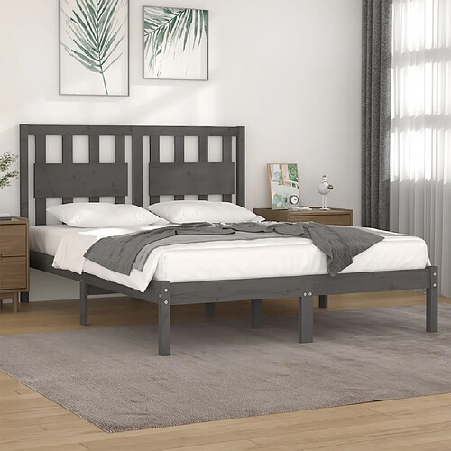 Maison Chic Lit adulte - Lit simple Cadre de lit,Structure du lit Contemporain Gris Bois de pin massif 120x200 cm -MN29603