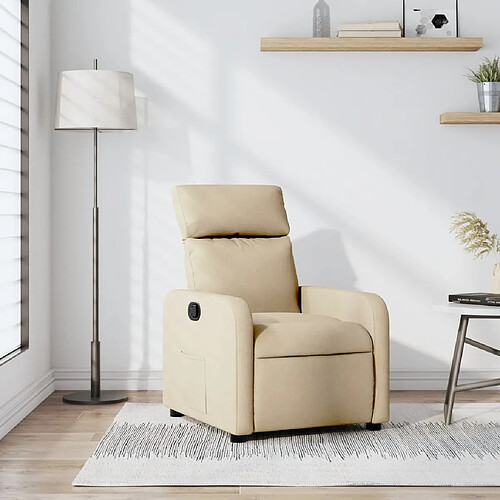 vidaXL Fauteuil inclinable Crème Tissu