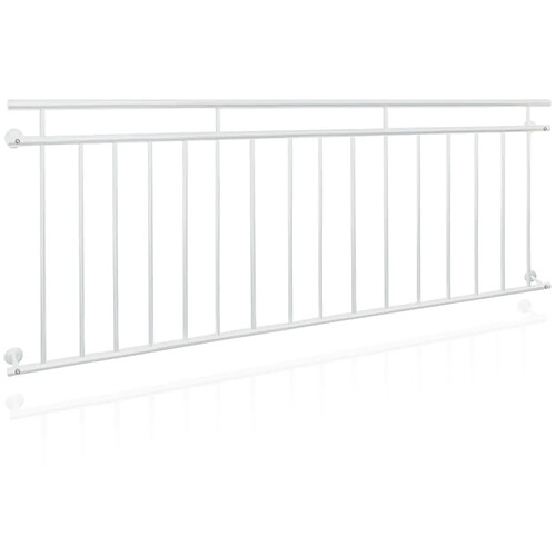 Ecd Germany Garde-corps balcon à la francaise appui rambarde blanc en acier 225 x 90 cm