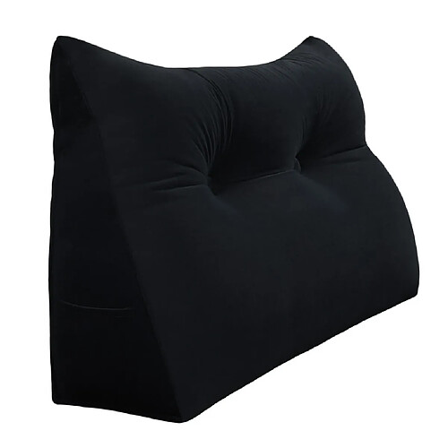 VerCart Coussin de Lecture Compensé, Triangulaire Coussin à Coins, Velours Noir 80cm