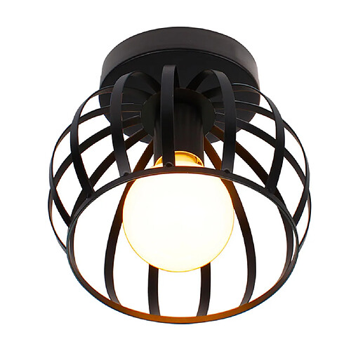 Stoex Vintage Plafonnier Industrielle Design forme Cage 20cm Noir, Lampe de Plafond en