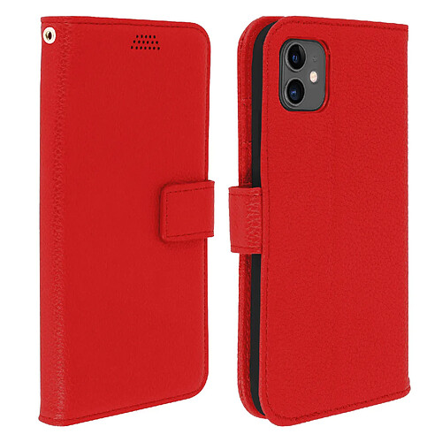 Avizar Housse iPhone 11 Étui Folio Porte carte Support Vidéo Rouge