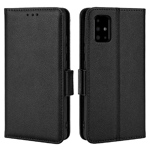 Etui en PU texture litchi, antichoc avec support noir pour votre Samsung Galaxy A51 5G SM-A516