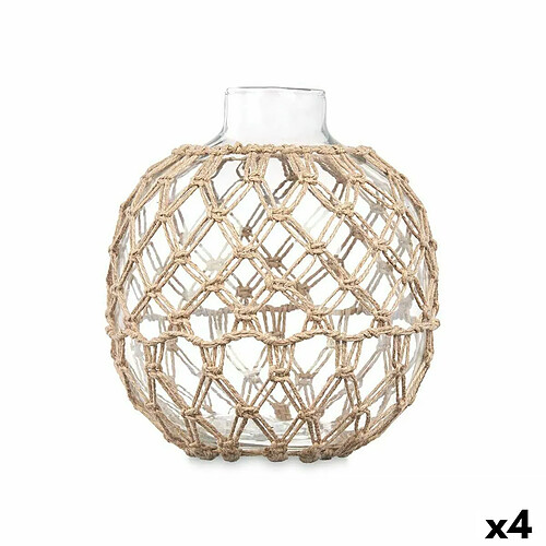 Gift Decor Boule Décorative Transparent Naturel verre Corde 21 x 23 cm (4 Unités)