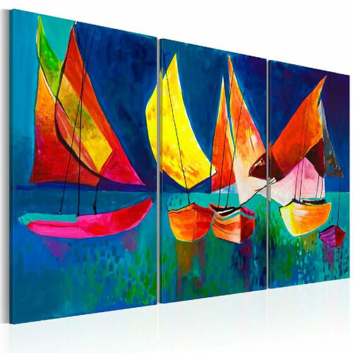 Paris Prix Tableau Peint à la Main Voiliers Multicolores 80x120cm