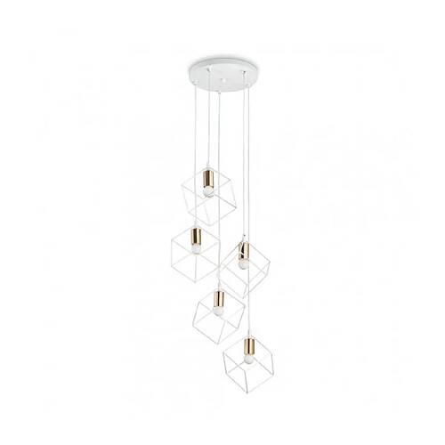 Ideal Lux Suspension Ice Métal blanc 5 ampoules 60cm