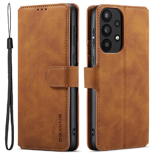 Etui en PU DG.MING style rétro, fermeture magnétique, antichoc avec support marron pour votre Samsung Galaxy A33 5G