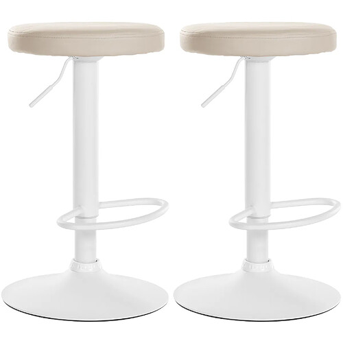 Non Lot de 2 tabourets de bar Ponte simili cuir blanc