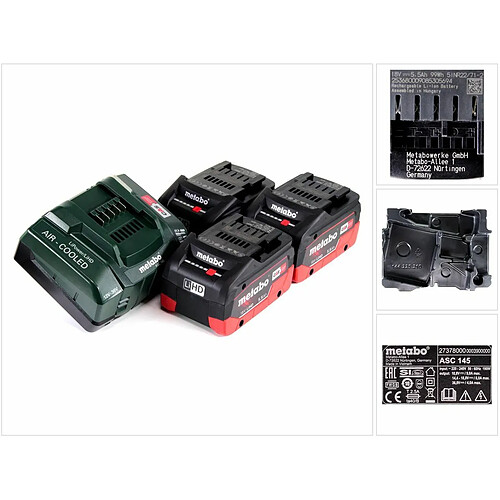 Metabo Basis Set 18V - 3x Batteries LiHD 5,5Ah + Chargeur ASC 145 + Insert ( 685074000 )