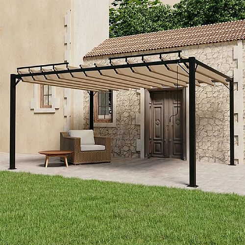 vidaXL Tonnelle avec toit à persienne 3x4 m Taupe Tissu et aluminium