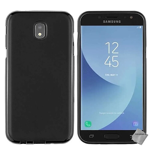 Htdmobiles Coque silicone gel fine pour Samsung Galaxy J7 (2017) + verre trempe - NOIR